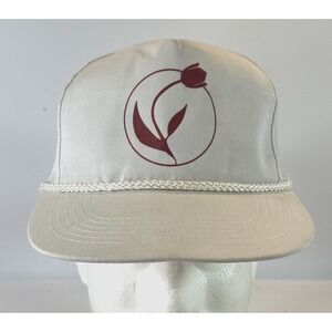 Vintage Tulip Hat Cap Trucker Snap Back Rope Brim Floral Image Graphic